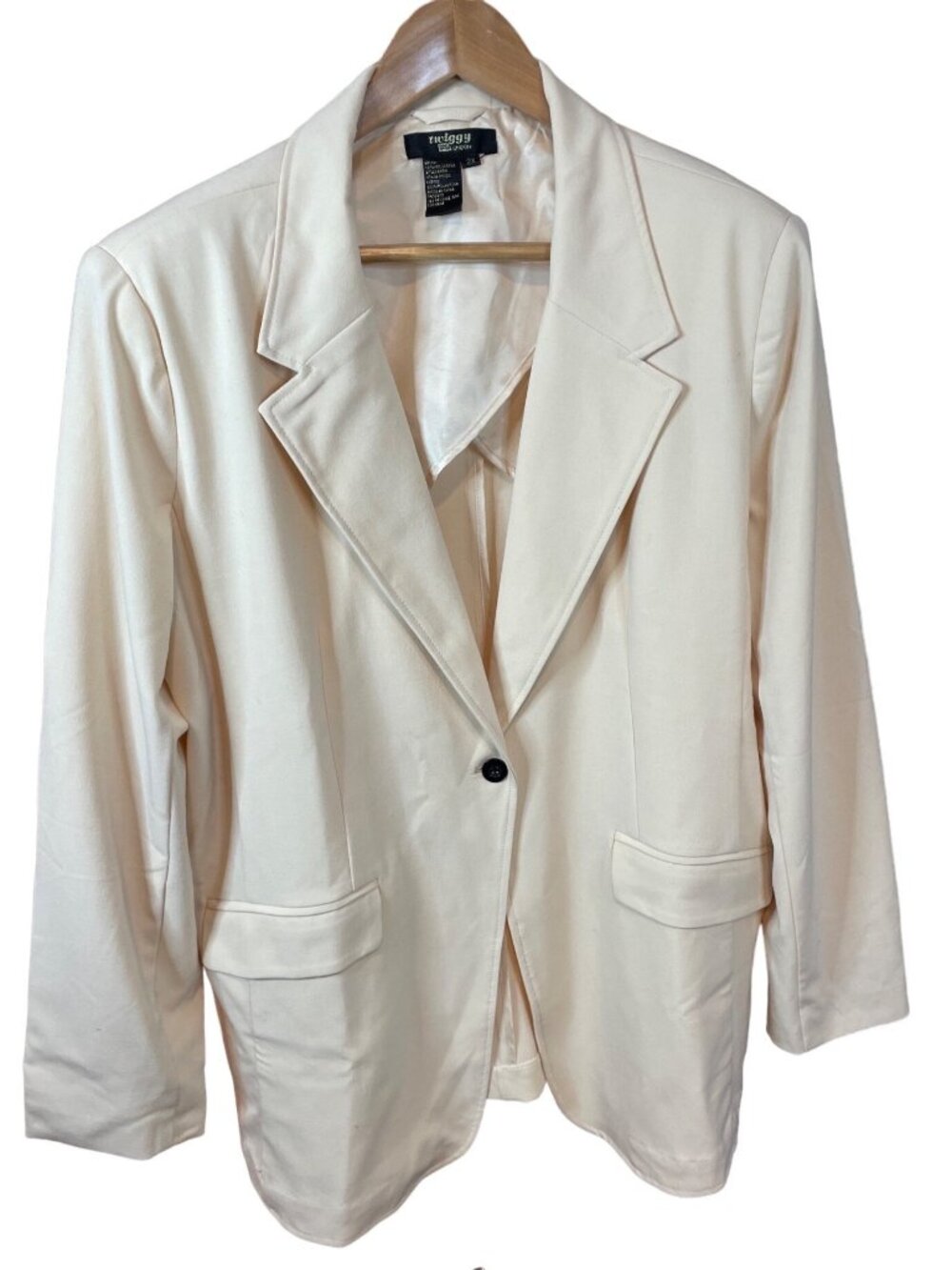 Twiggy London 2X Cream Single-Button Blazer Jacket Classic Preppy Old Money